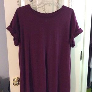 Divided Long Tee in Burgundy.